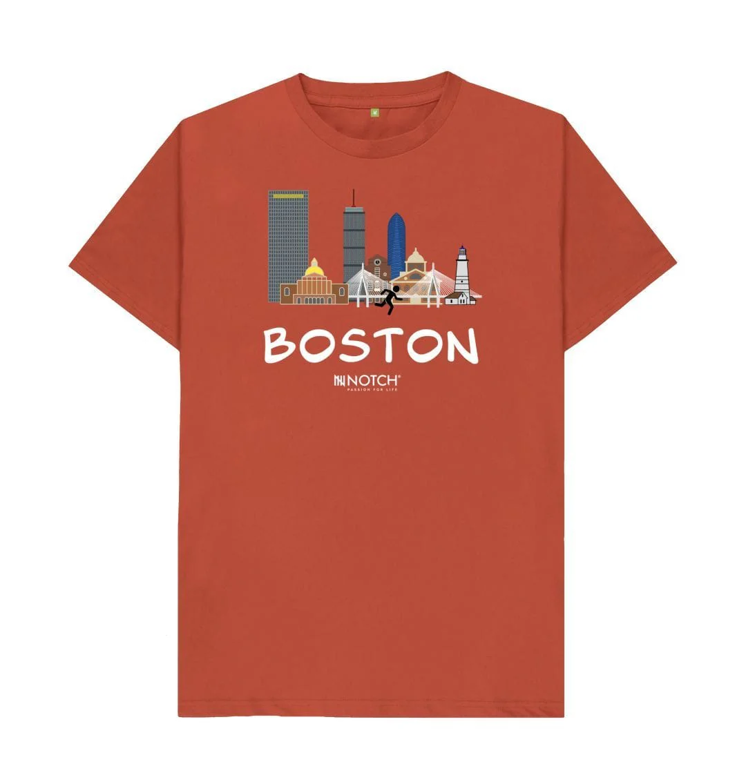 Boston 26.2 White Text Men's T-Shirt - Image 2