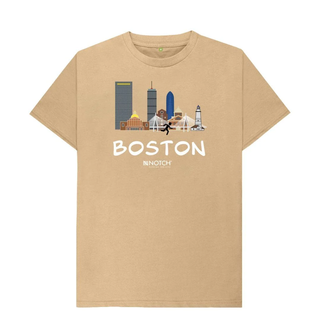 Boston 26.2 White Text Men's T-Shirt - Image 3