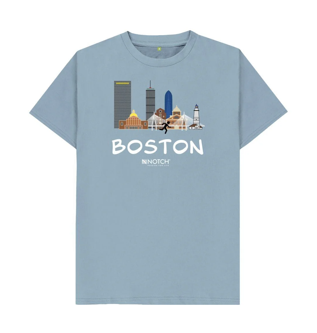 Boston 26.2 White Text Men's T-Shirt - Image 4
