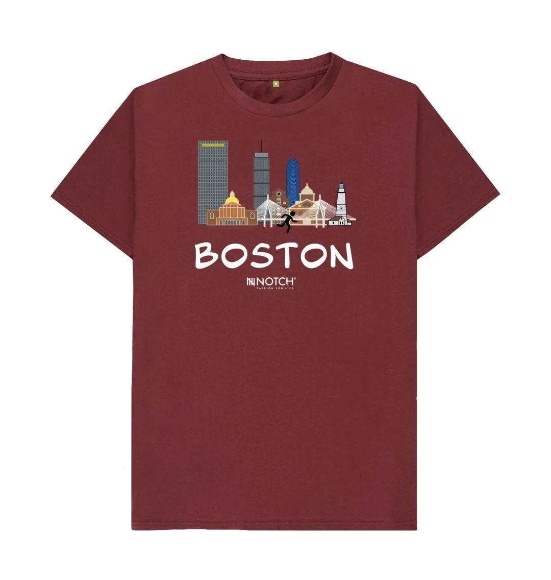 Men's 26.2 Boston White Text T-Shirt - Image 8