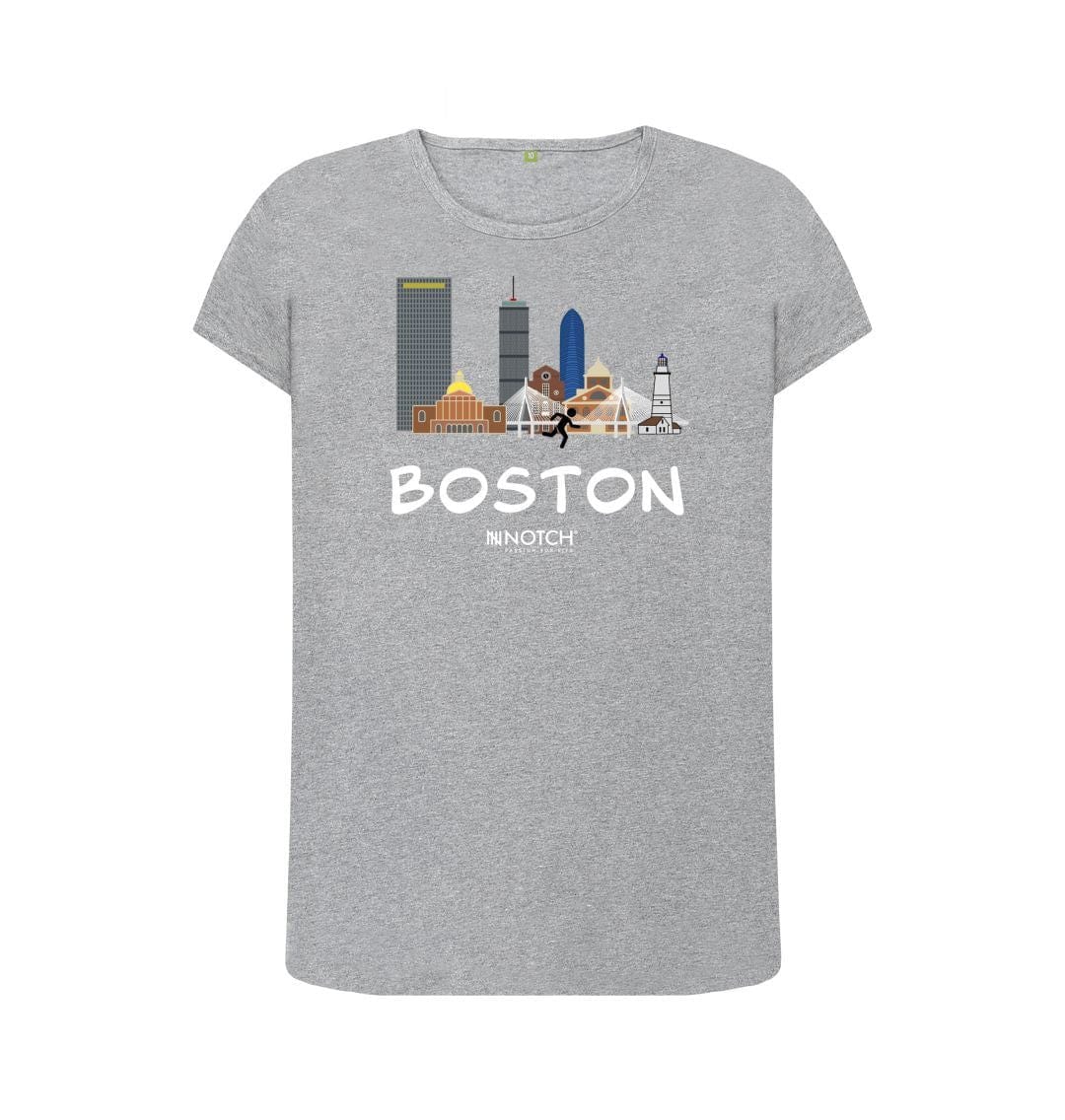 Women's 26.2 Boston White Text T-Shirt - Image 3