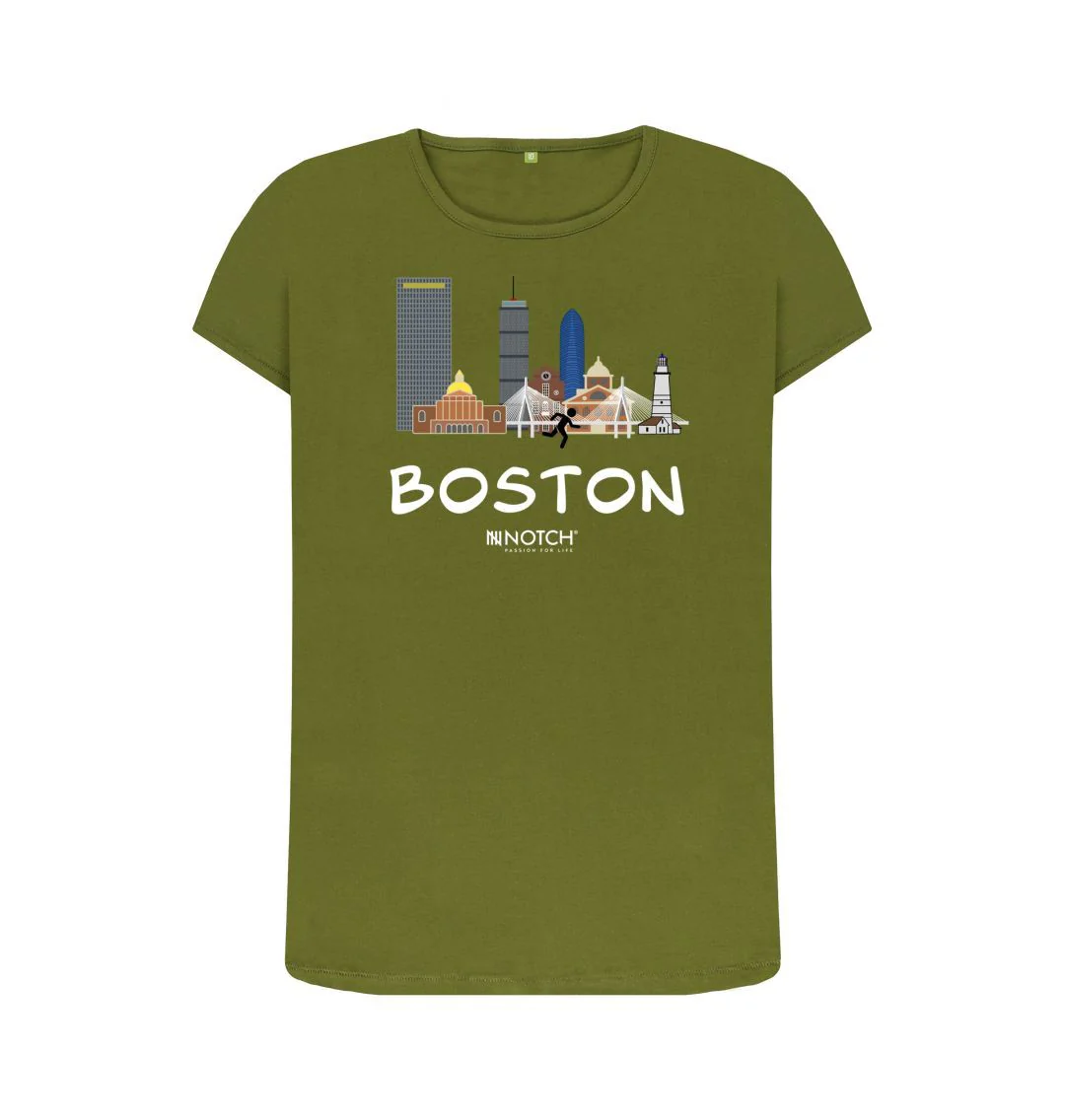 Women's 26.2 Boston White Text T-Shirt - Image 6