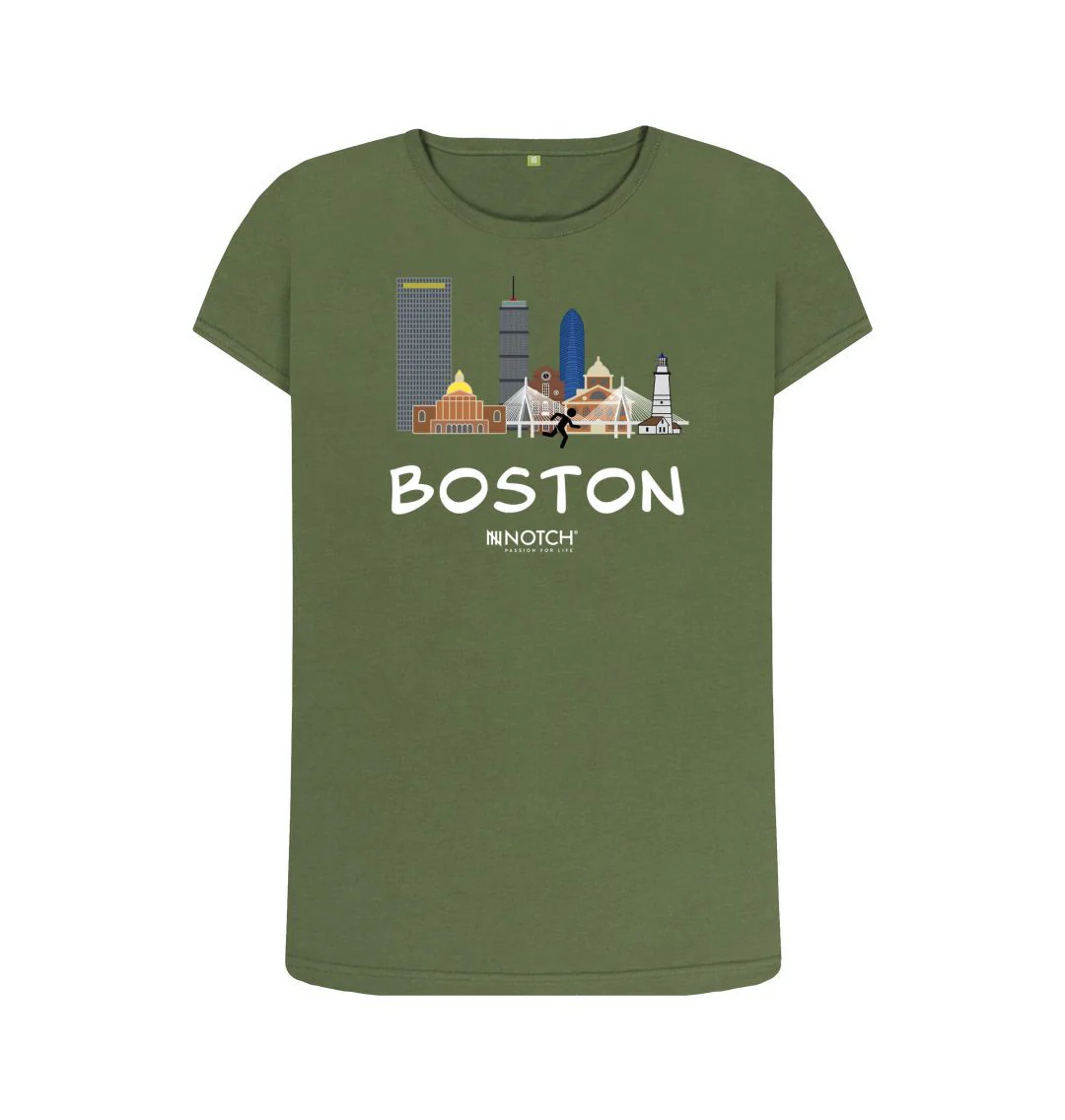 Women's 26.2 Boston White Text T-Shirt - Image 8