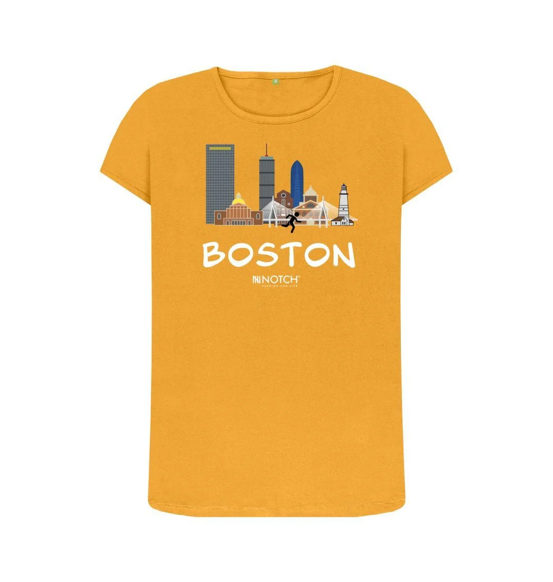 Women's 26.2 Boston White Text T-Shirt - Image 9