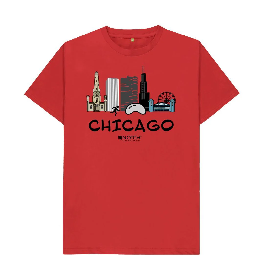 Men's 26.2 Chicago Black Text T-Shirt - Image 9
