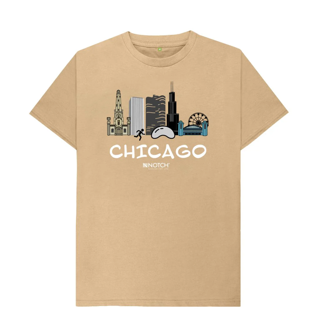 Men's 26.2 Chicago White Text T-Shirt - Image 9