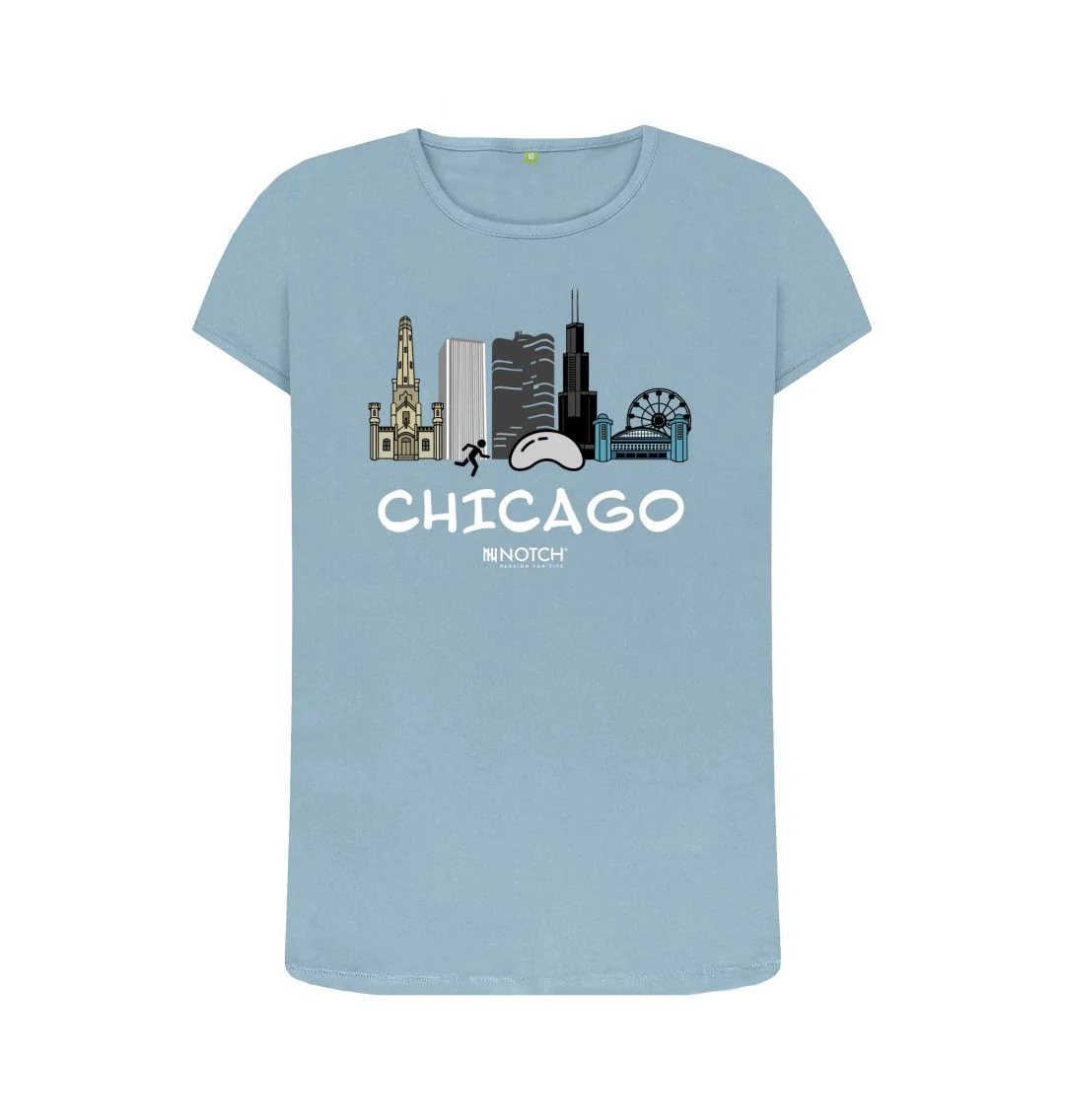 Women's 26.2 Chicago White Text T-Shirt - Image 4