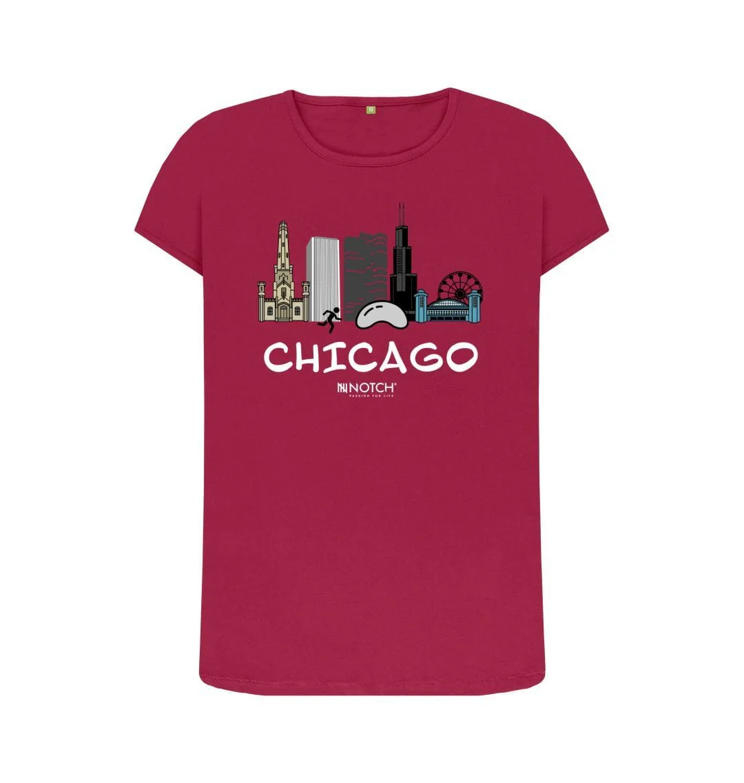 Women's 26.2 Chicago White Text T-Shirt - Image 5