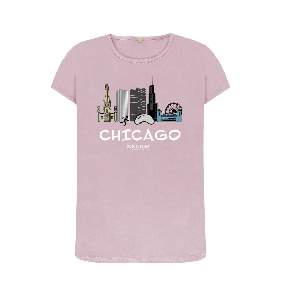 Women's 26.2 Chicago White Text T-Shirt - Image 7