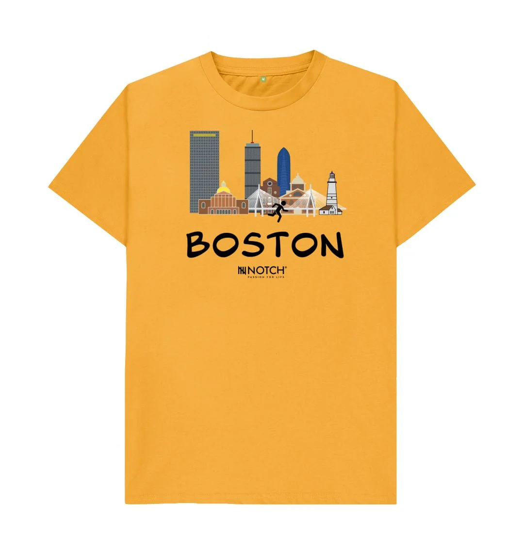 Men's 26.2 Boston Black text T-Shirt - Image 7