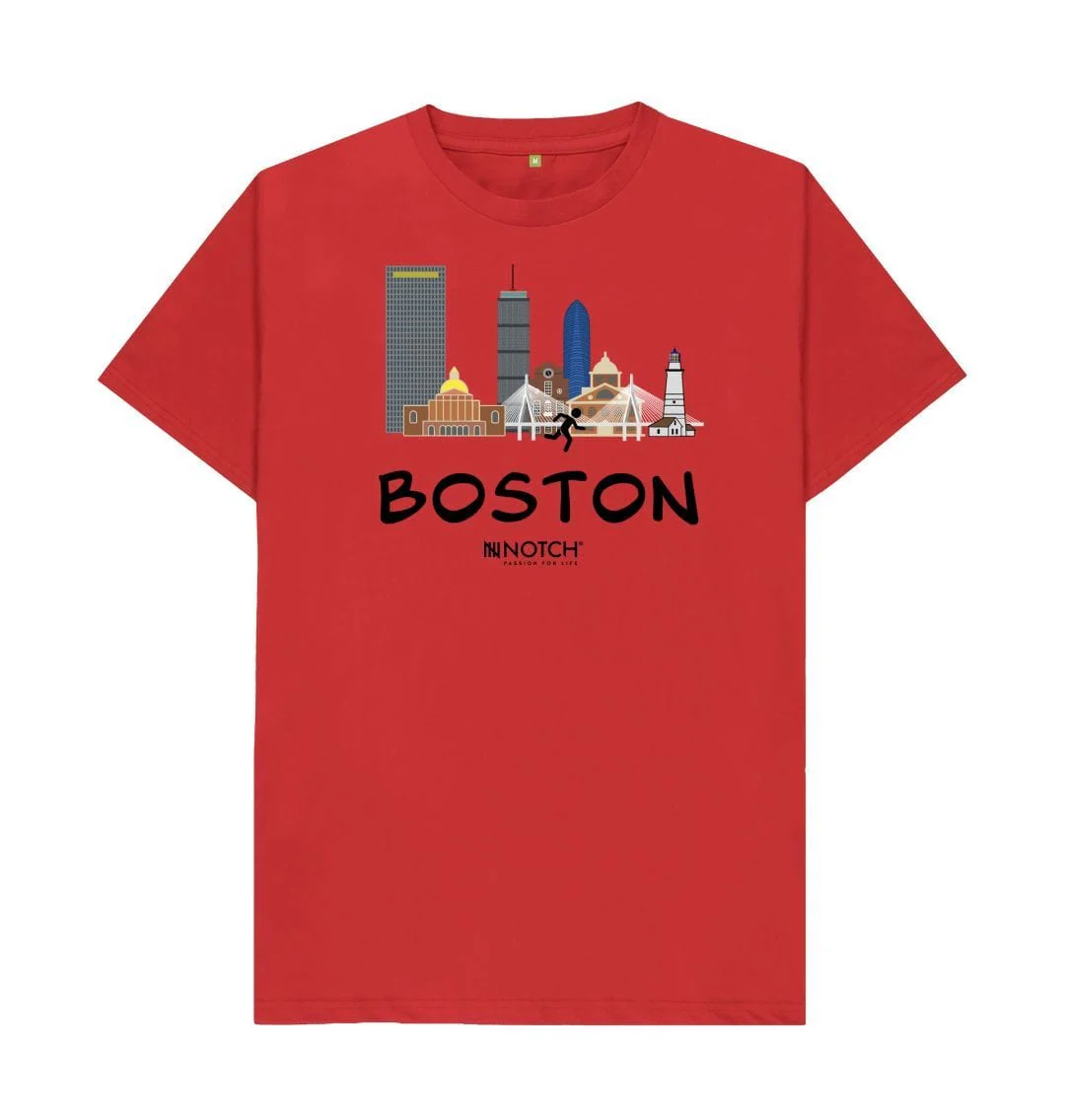 Men's 26.2 Boston Black text T-Shirt - Image 8