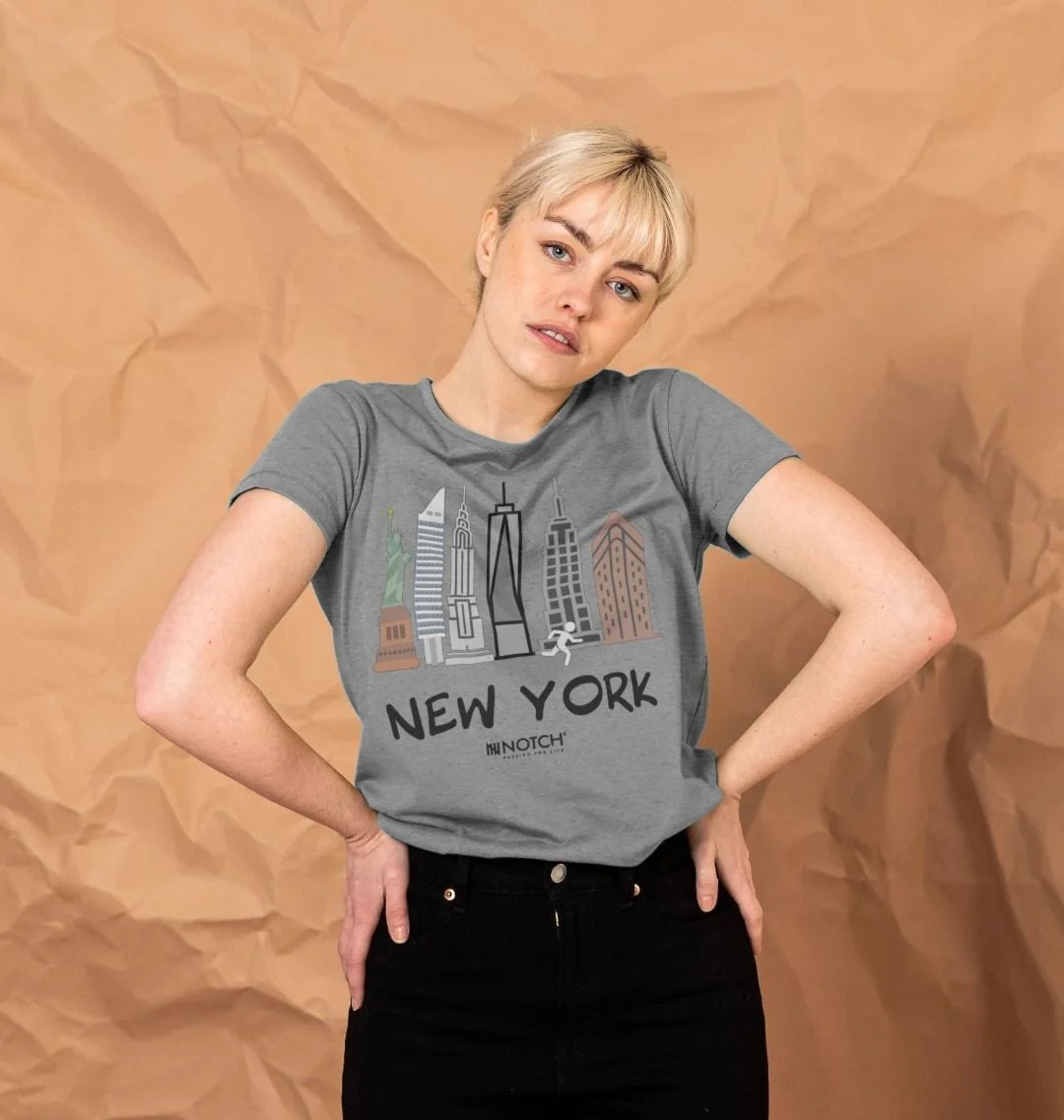 Women's 26.2 New York Black Text T-Shirt
