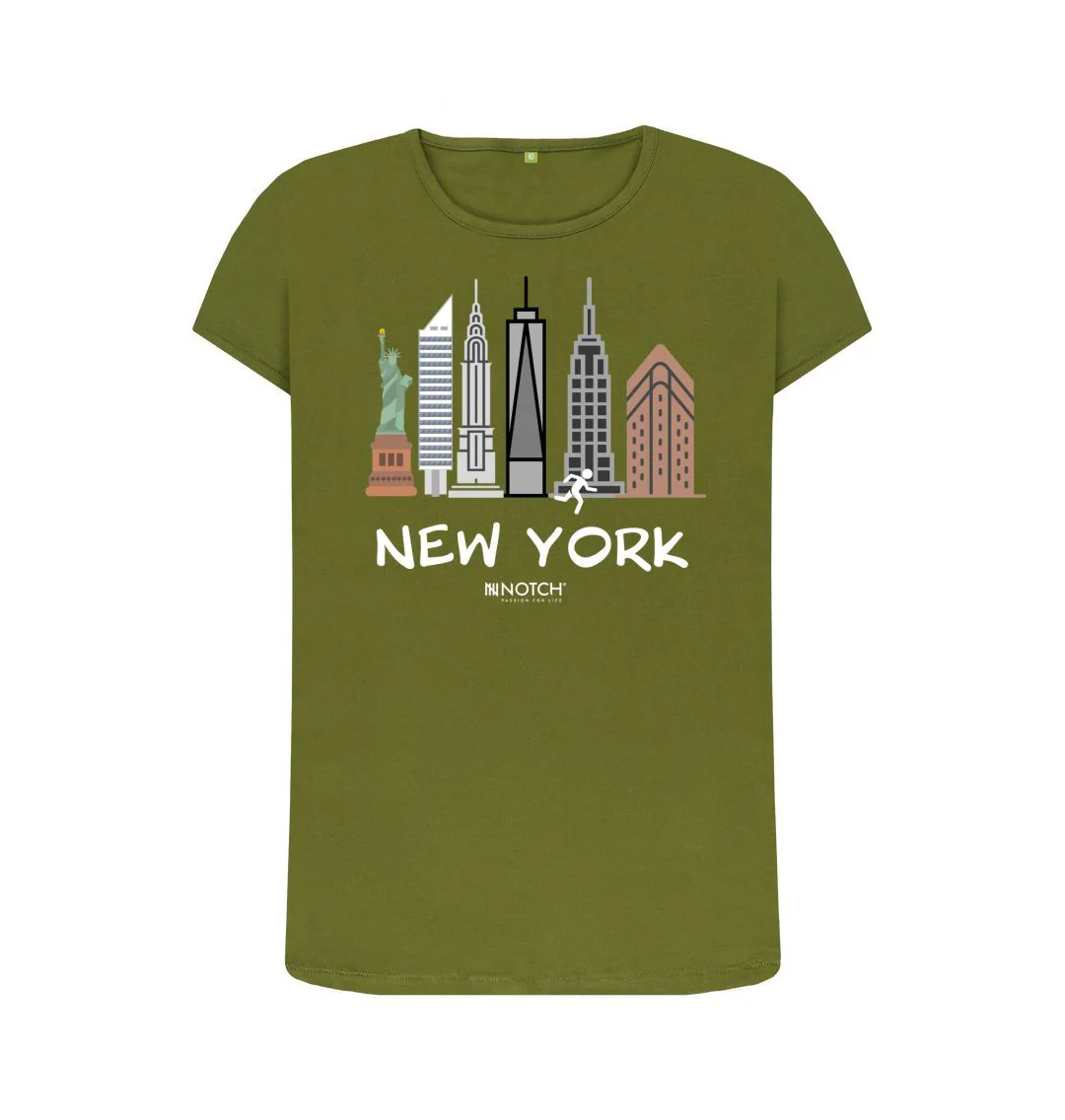Women's 26.2 New York White Text T-Shirt - Image 10