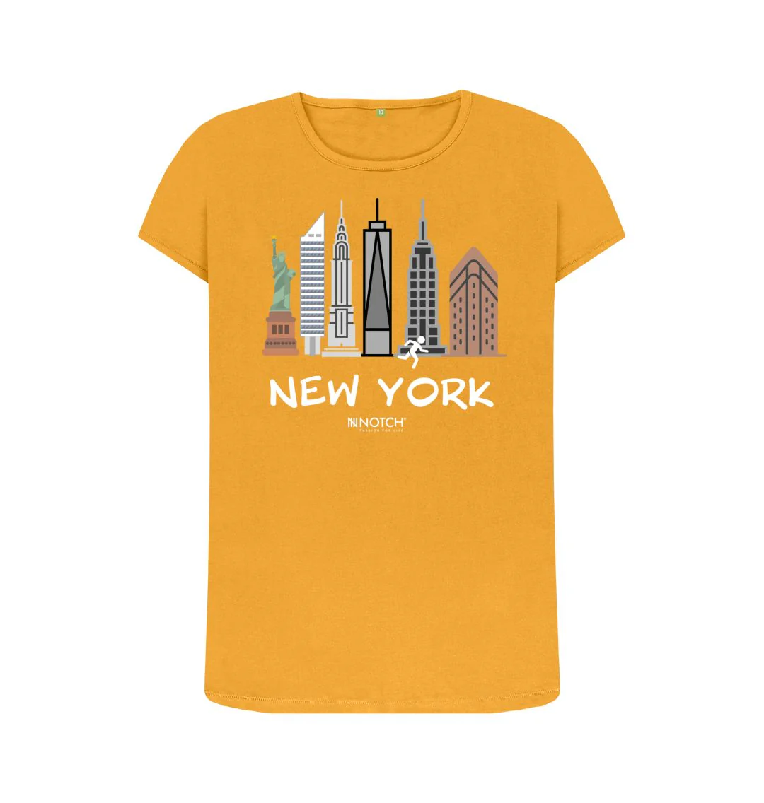 Women's 26.2 New York White Text T-Shirt - Image 2