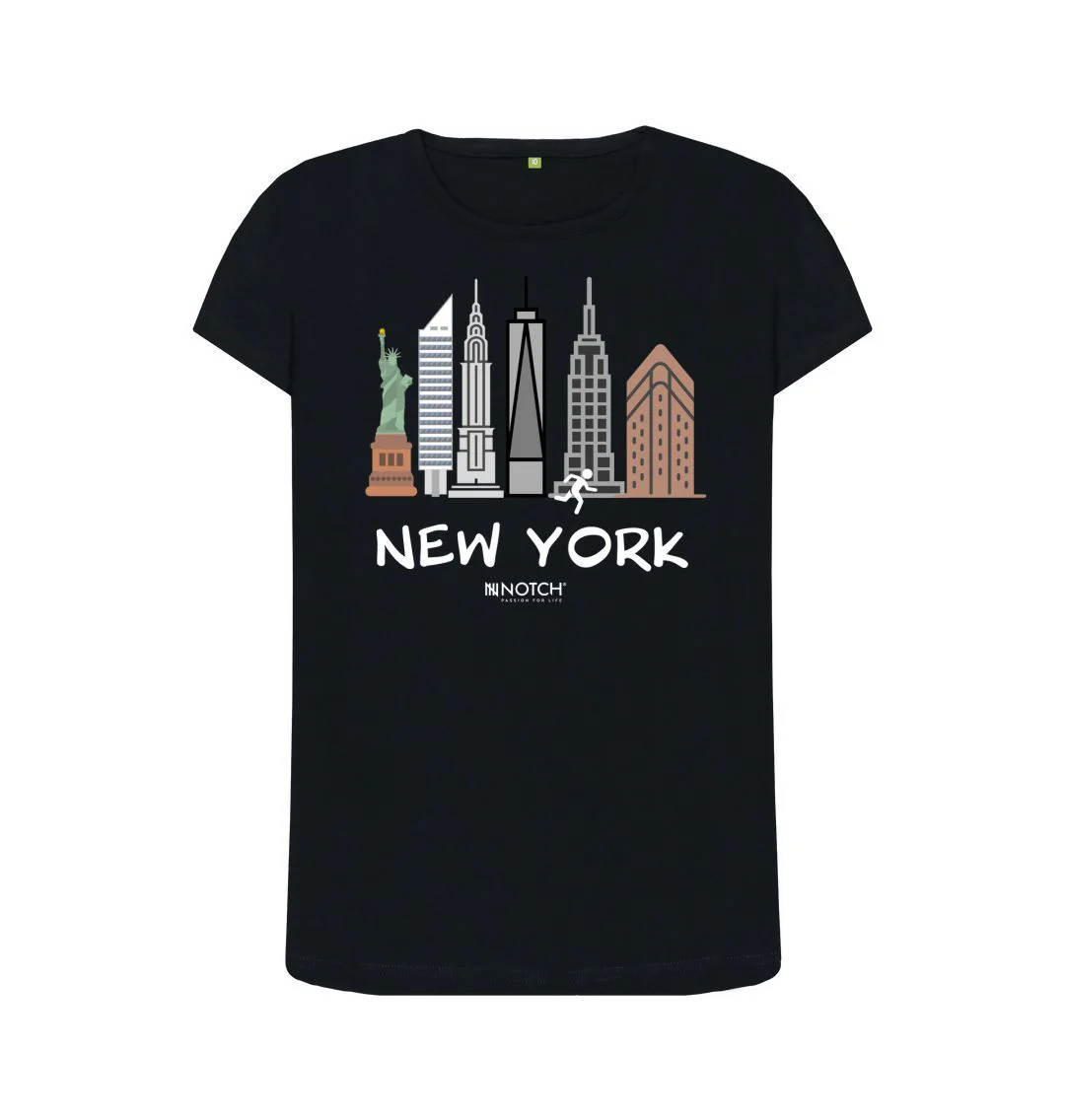 Women's 26.2 New York White Text T-Shirt - Image 3