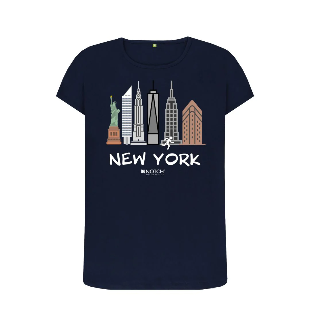 Women's 26.2 New York White Text T-Shirt - Image 4