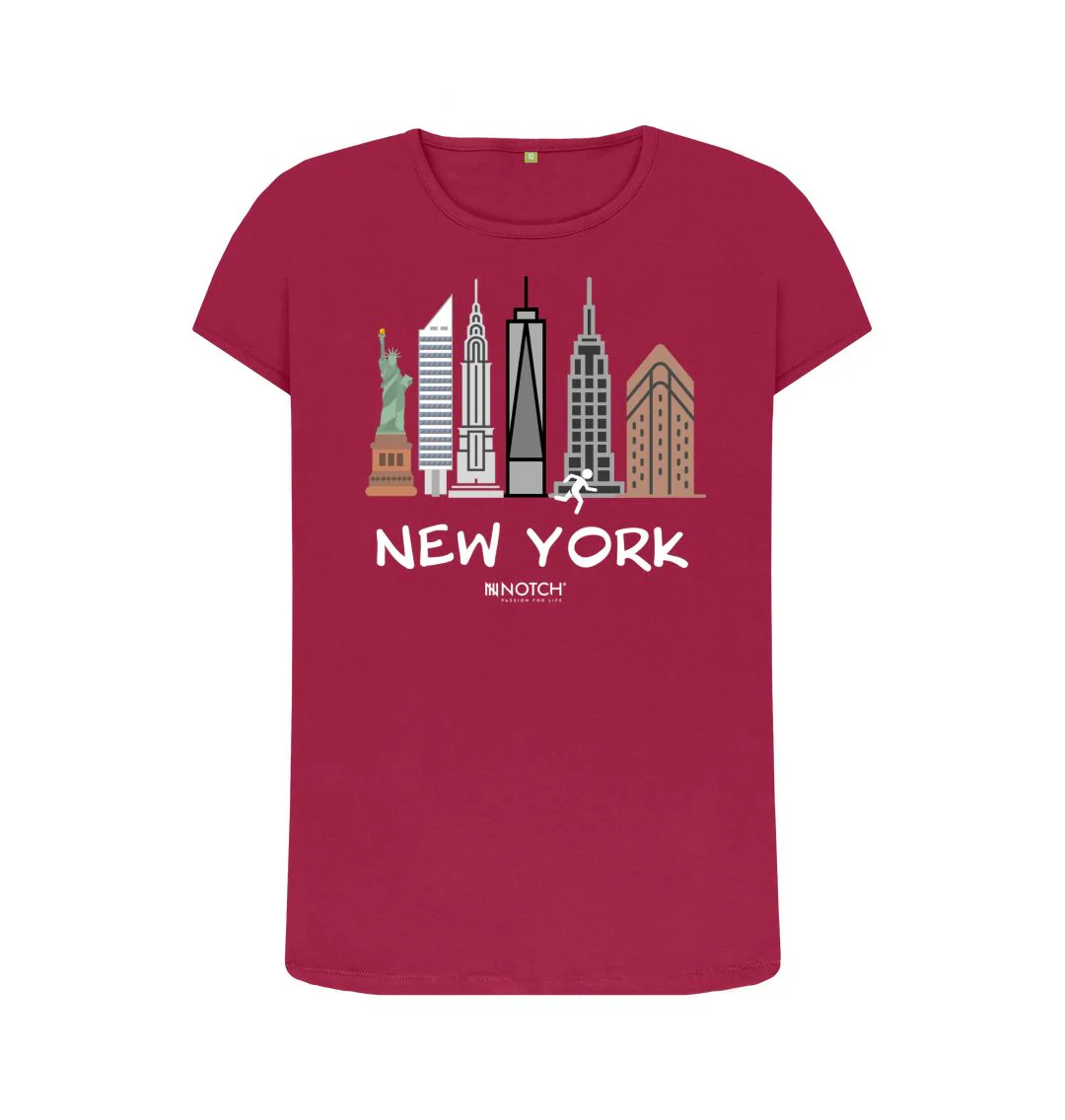 Women's 26.2 New York White Text T-Shirt - Image 6