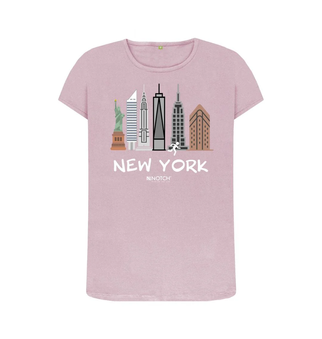 Women's 26.2 New York White Text T-Shirt - Image 7