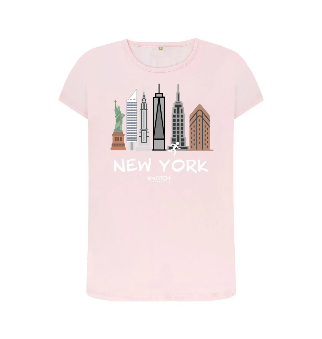 Women's 26.2 New York White Text T-Shirt - Image 9