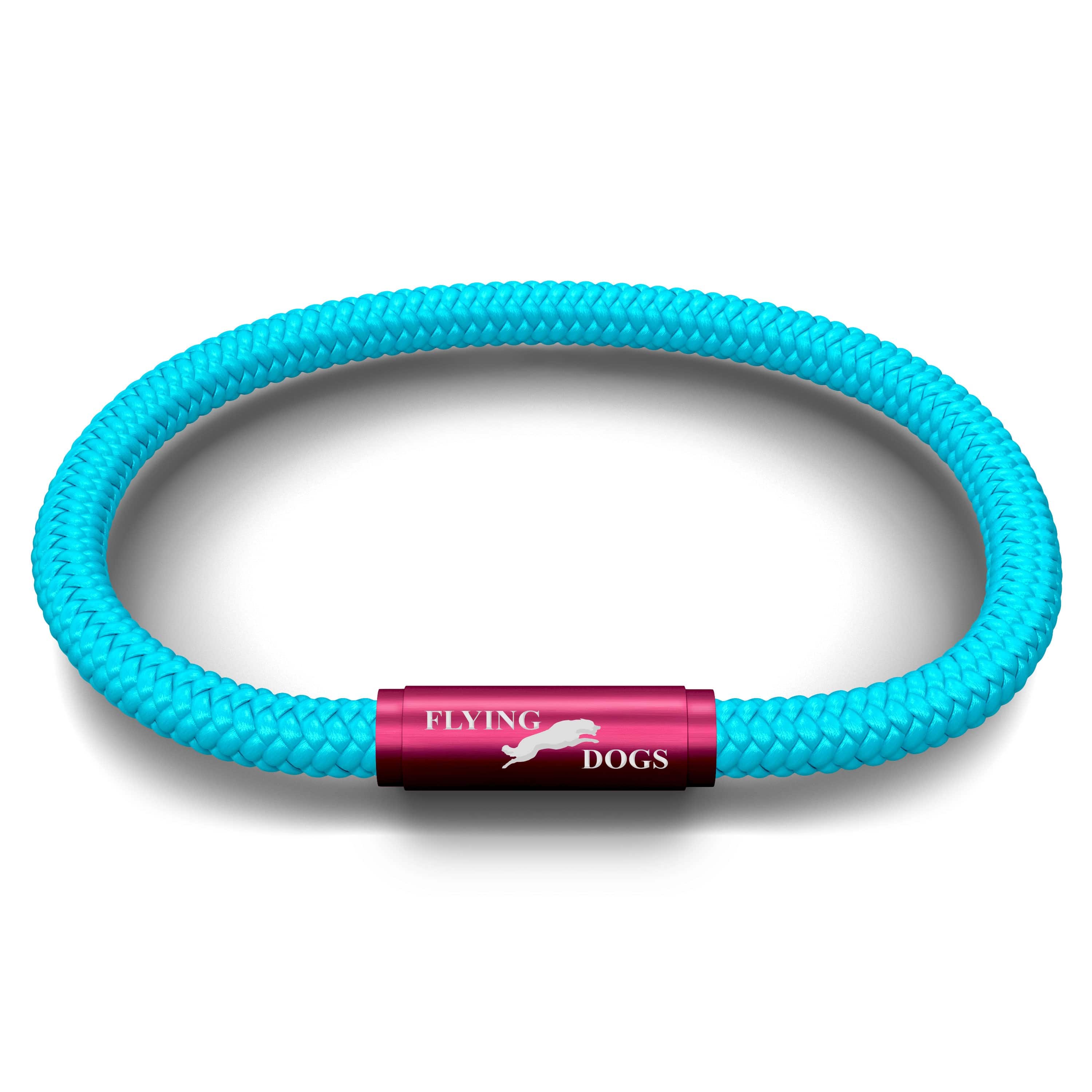 OCEANYARN FLYING DOGS NOTCH BRACELET (AQUA HOT PINK CLASP) - Image 2