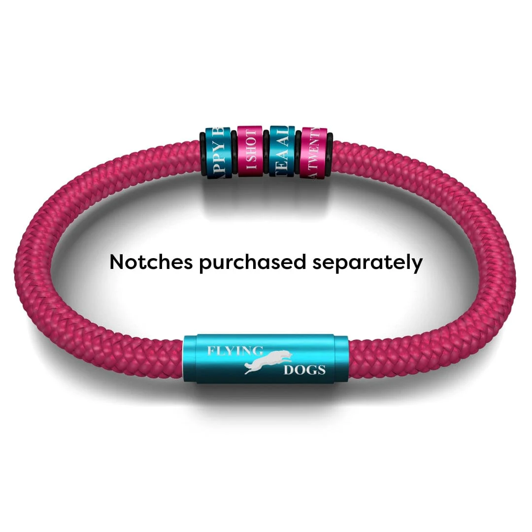 OCEANYARN FLYING DOGS NOTCH BRACELET (HOT PINK WITH TEAL CLASP)