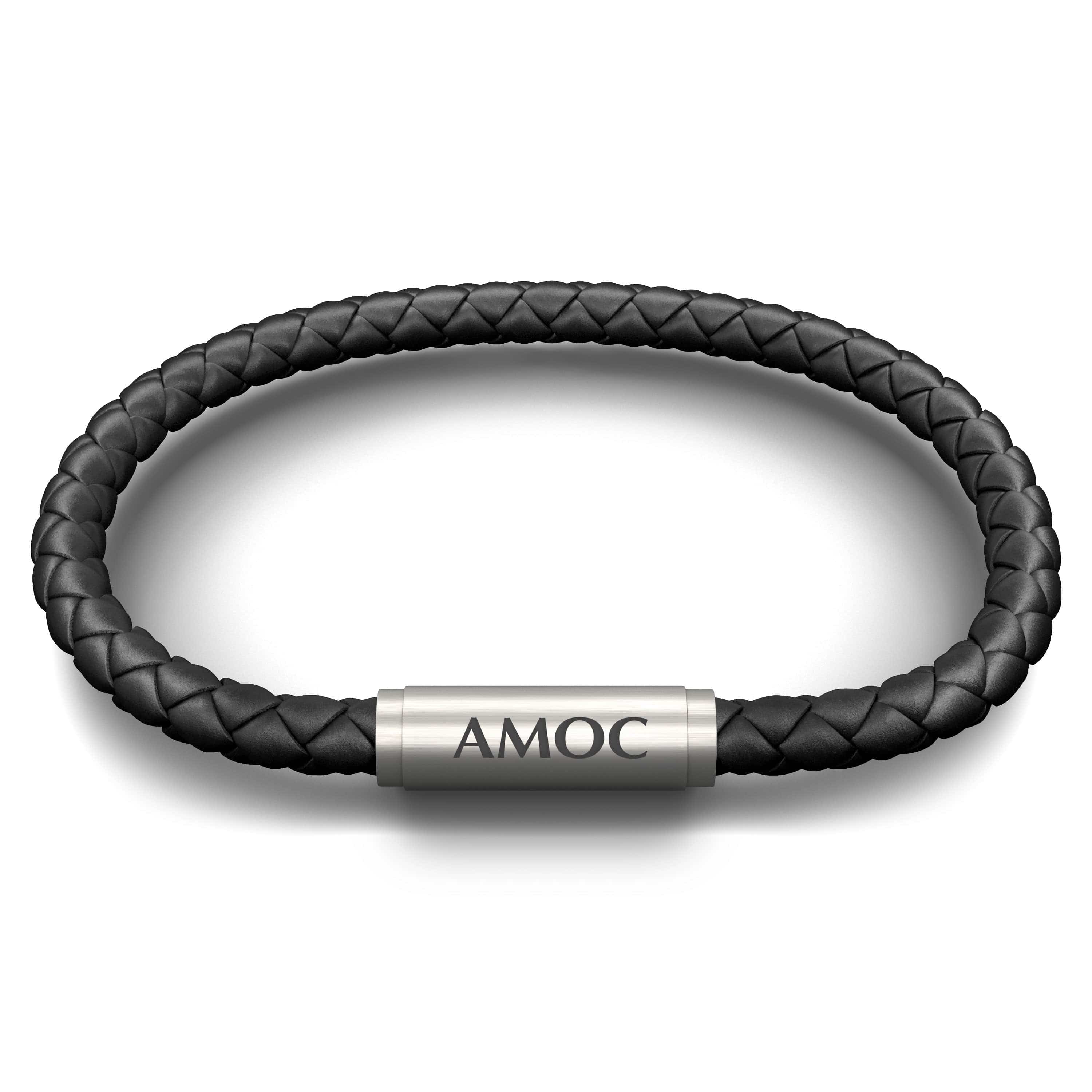 PREMIUM LEATHER AMOC NOTCH BRACELET (BLACK) - Image 2