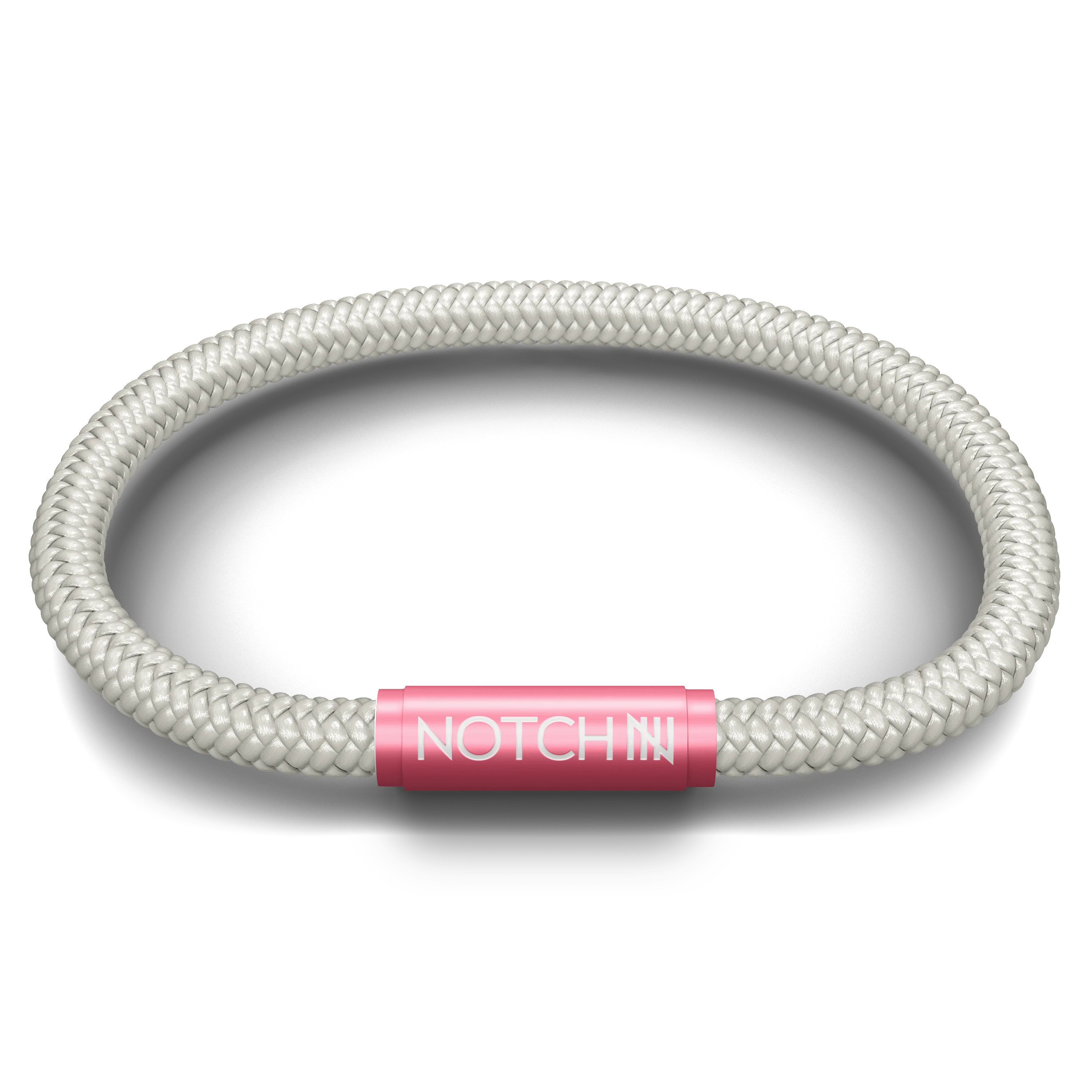 Sustainable OceanYarn NOTCH Bracelet - Natural with Pink Clasp