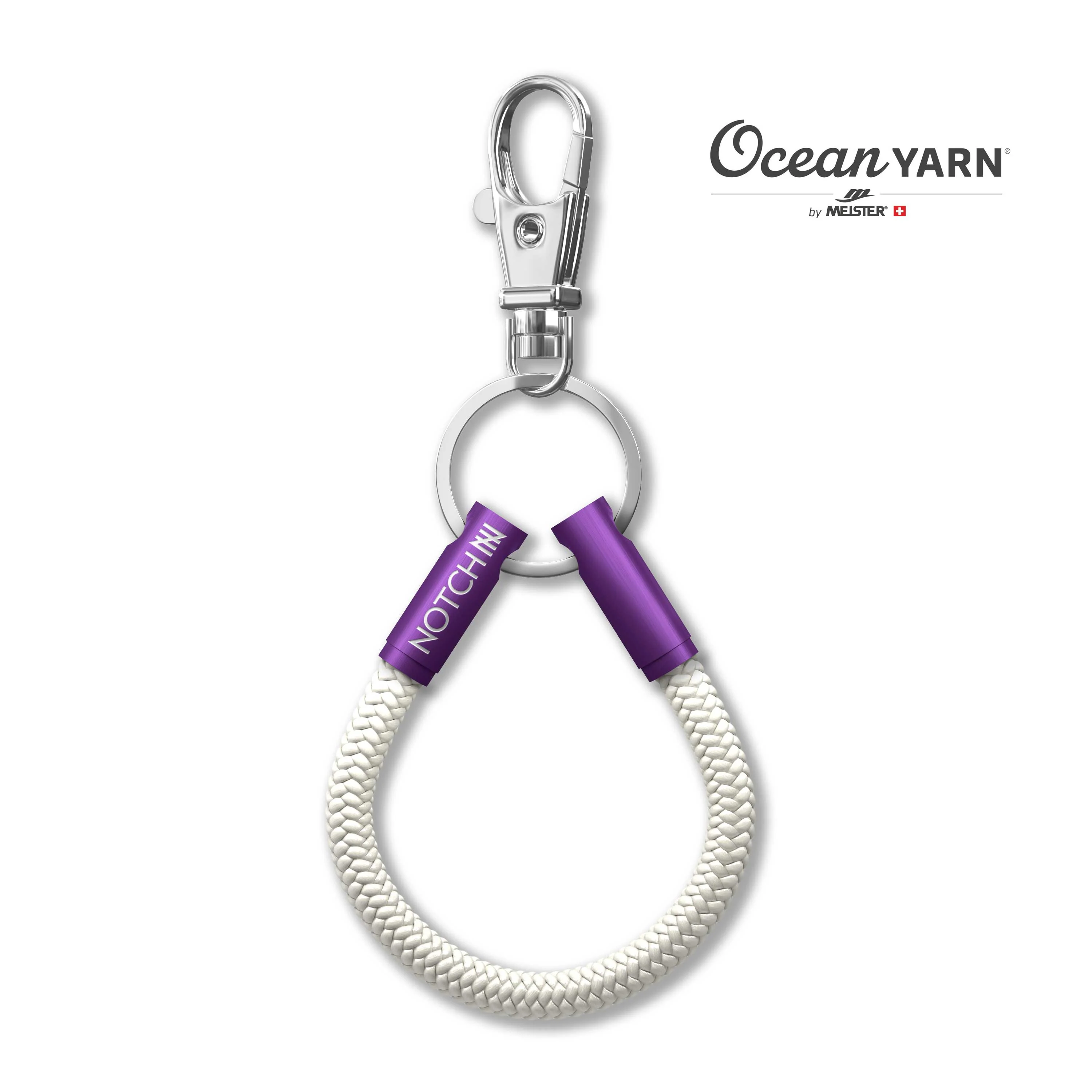 Sustainable OceanYarn NOTCH Loop - Natural with purple aluminium ends