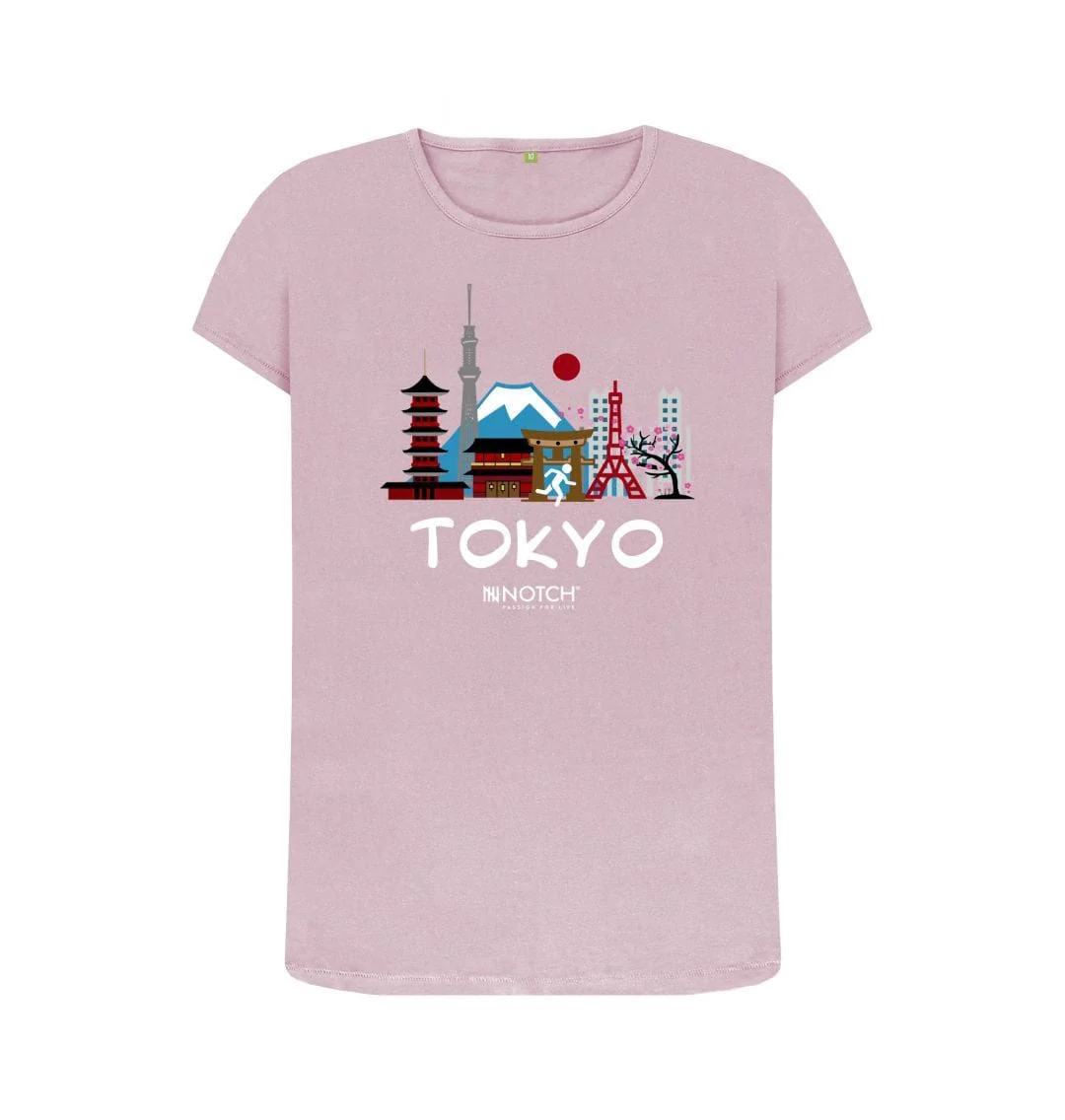 Women's 26.2 Tokyo White Text T-Shirt - Image 7