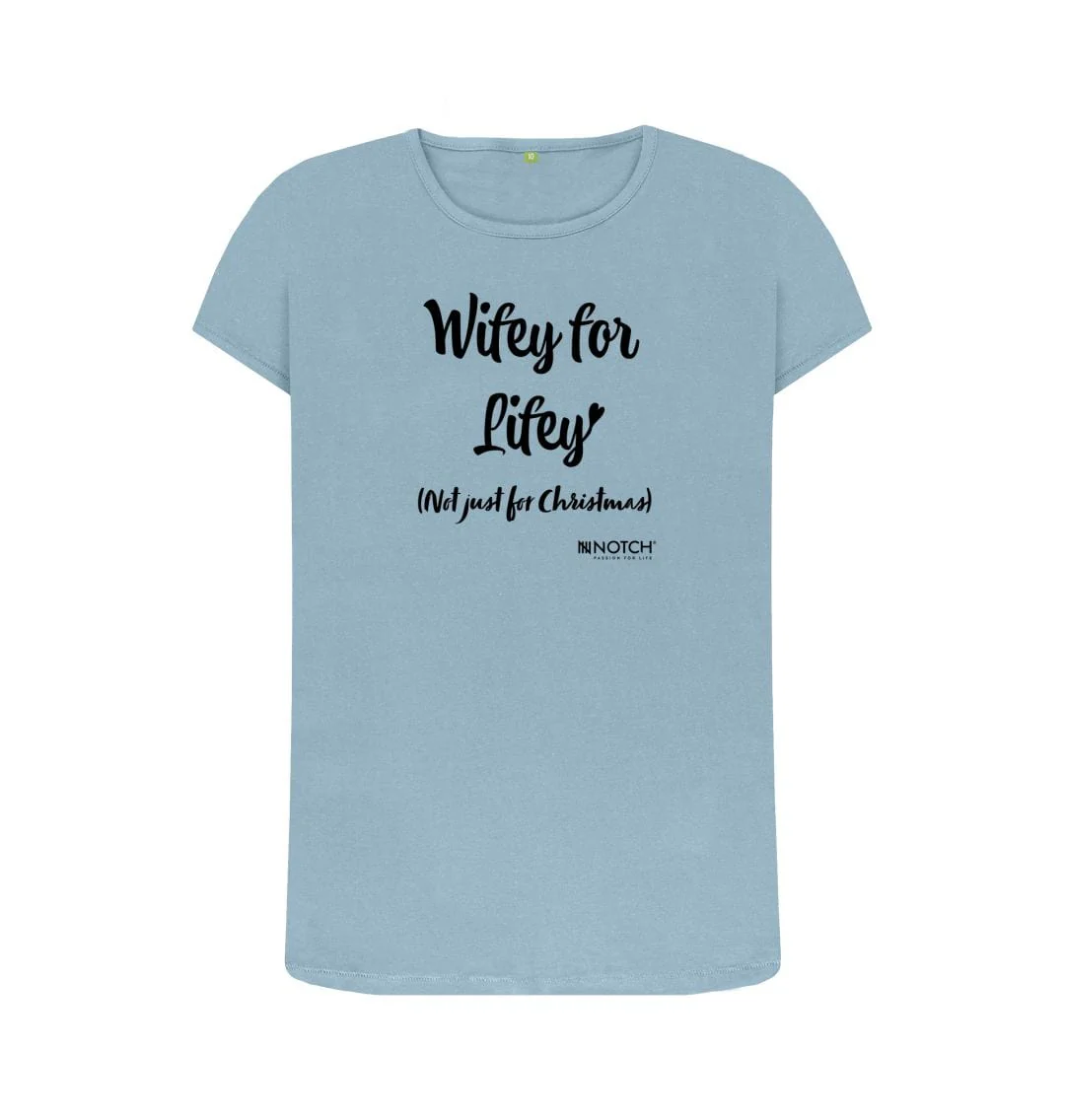 Women's Wifey for Lifey (black text) T-Shirt - Image 3
